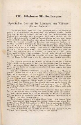 III. Kleinere Mittheilungen
