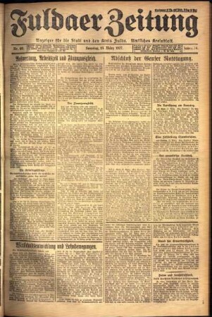 Erste Ausgabe vom Sonntag, den 13. März 1927.