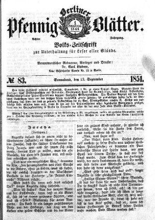 No. 83, Sonnabend,den 13. September