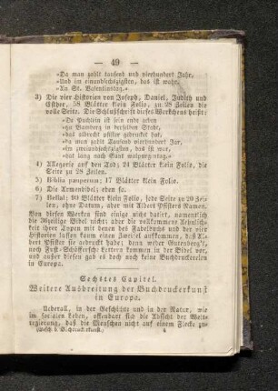 Sechse Kapitel. Weitere Ausbreitung der Buchdruckerkunst in Europa.