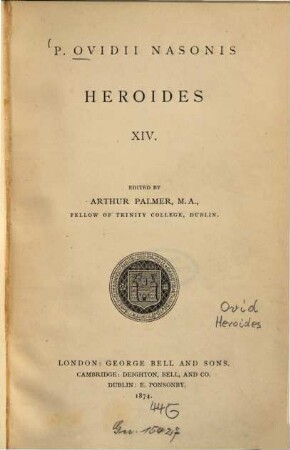 P. Ovidii Nasonis Heroides [I] - XIV