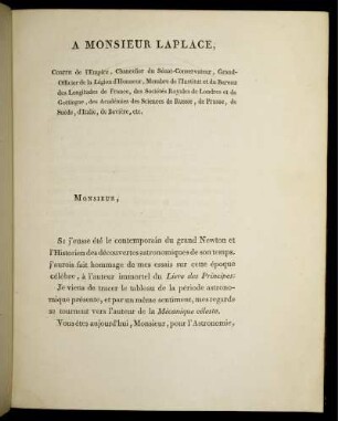 A Monsieur Laplace.