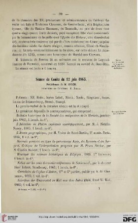 Séance du Comité du 12 juin 1865