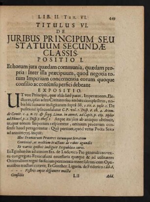 Titulus VI. De Iuribus Principum Seu Statuum Secundae Classis.