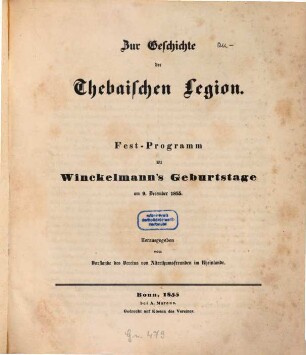 Zur Geschichte der thebaischen Legion