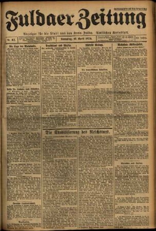 Ausgabe vom Samstag, den 10. April 1926.