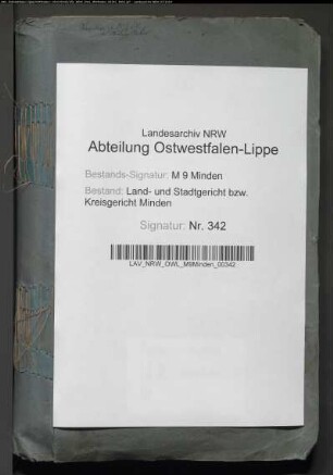Erbschaftsstempel (Nachlassregelungen). Kreisgericht Minden