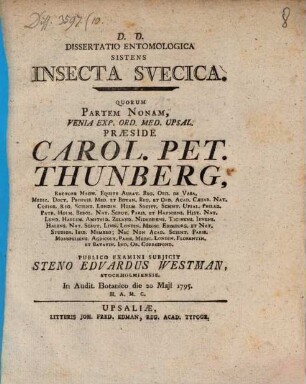 Diss. entomol. sistens insecta Suecica