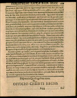 Disputatio Quadragesima nona, De Officio Christi Regio.