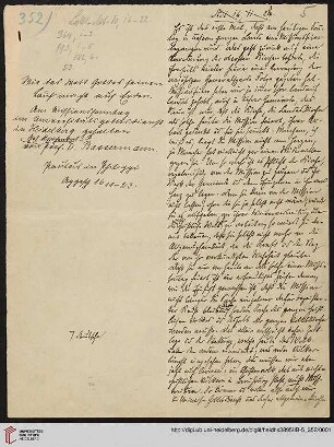 Heid. Hs. 3895 II B - 5,352: Nachlass Heinrich Bassermann, Sonn- und Feiertagspredigten: Predigt zu Apg 16,11-23 (Wie das Wort Gottes seinen Lauf macht auf Erden)