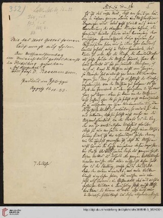 Heid. Hs. 3895 II B - 5,352: Nachlass Heinrich Bassermann, Sonn- und Feiertagspredigten: Predigt zu Apg 16,11-23 (Wie das Wort Gottes seinen Lauf macht auf Erden)