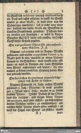 Ein herrliches Experiment unnatürliche Hitzen deß Leibes zu löschen