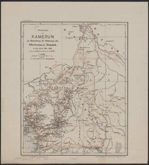 Übersichtskarte von Kamerun zur Darstellung der Reisewege des Oberleutnants Dominik in den Jahren 1894 - 1899