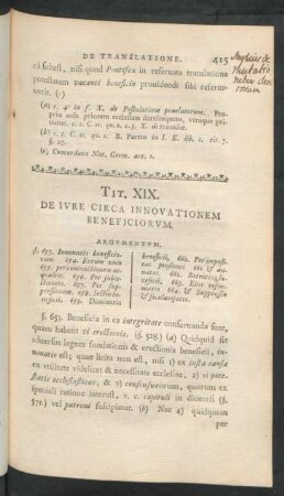 Tit. XIX. De Iure Circa Innovationem Beneficiorum