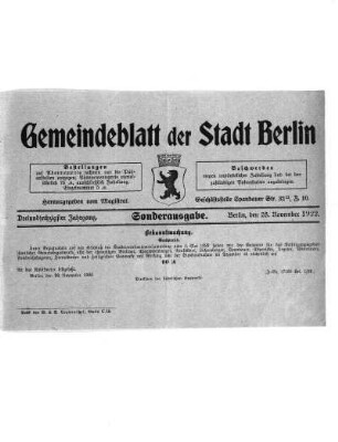 Sonderausgabe, 28. November 1922