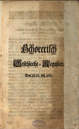 Schorerisch Geschlecht-Register : von 1426 biß 1661