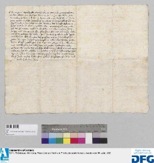 Jorg Steltzer zu Feucht und Margaretha, dessen Ehefrau, verkaufen mit Genehmigung Gabriel Nützels als Eigenherrn an Leonhart Fleck, Unterrichter, und Hans Volkart, Gotteshauspfleger zu Feucht, 2 fl. rh. Ewigzinses aus ihrer Wiese, die Fäglin genannt an der Schwarzach, bei des Rauffers Wiese, um 50 fl., welche ihnen Dr. Jorg Pessler, Fabian Harstorffer und Gabriel Nützel als Testamentsvollstrecker Katharien Harstorfferin in Gemässheit ihres letzten Willens bezahlt haben, dem Eigenherrn und dem Pfleger zum Heiligen Kreuz vor dem Neuen Tor an ihren Eigen- und Gatterzinsen unbeschadet.
