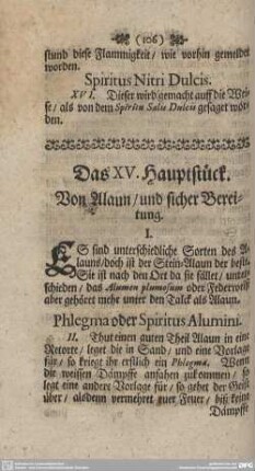 Das XV. Hauptstück. Von Alaun/und sicher Bereitung.