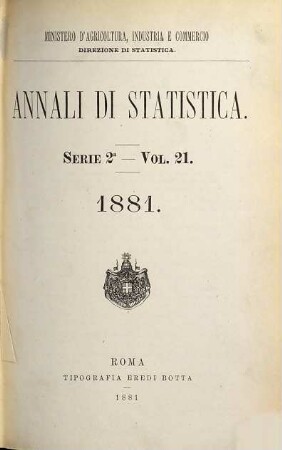 Annali di statistica. 21. 1881