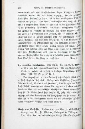 464-466 [Rezension] Wieland, Franz Sales Joseph Philipp, Der Altar der vorkonstantinischen Kirche