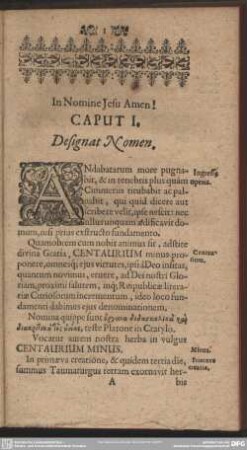 Caput I. Designat Nomen