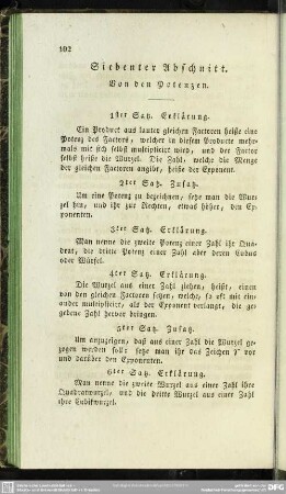 Siebenter Abschnitt. Von den Potenzen