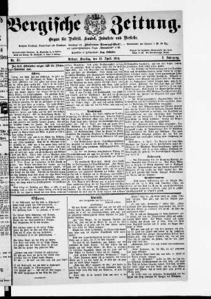 Bergische Zeitung. 1882-1888