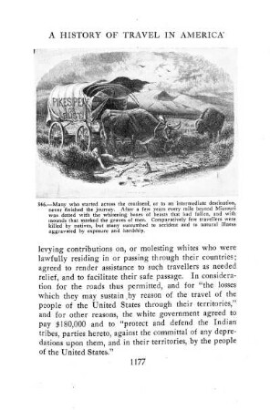 347. Overland emigrants' wagons passing Fort Laramie. - 8vo. Lith. Amer. c. 1850