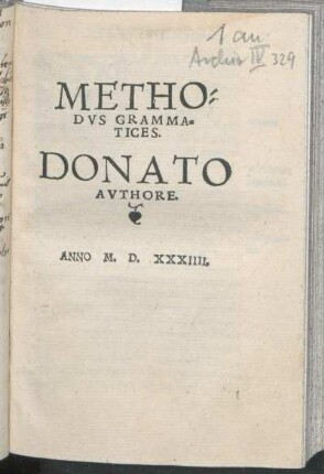Methodvs Grammatices. Donato Avthore
