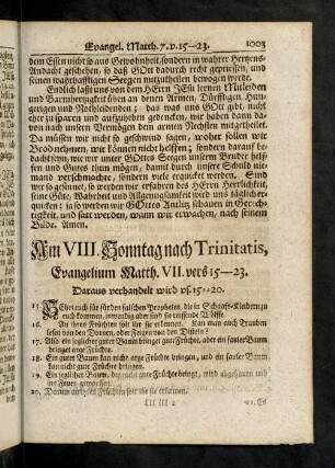 1003-1006, Evangelium; Eingang