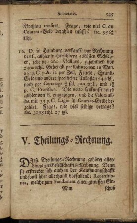 V. Theilungs-Rechnung.
