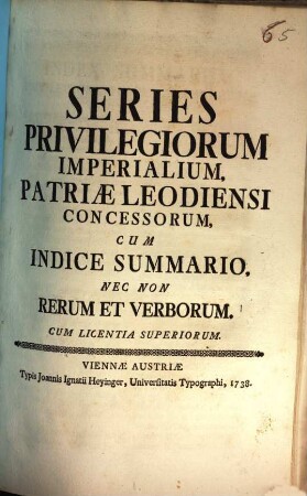 Series privilegiorum imperialium, Patri Leodiensi concessorum