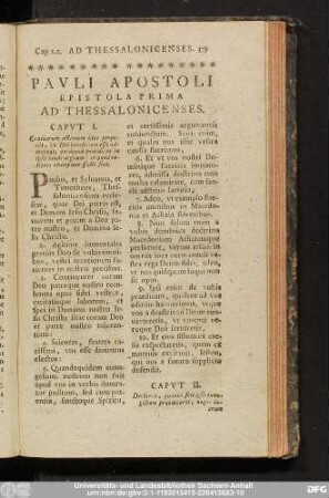 Pauli Apostoli Epistola Prima Ad Thessalonicenses.