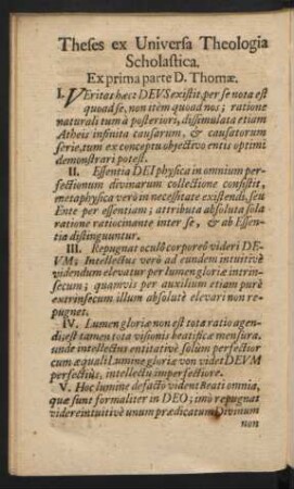 Theses ex Universa Theologia Scholastica