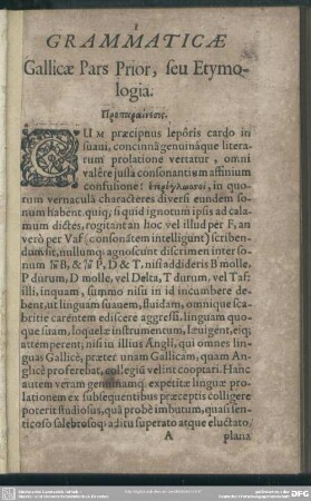 Grammaticae Gallica Pars Prior, seu Etymologia