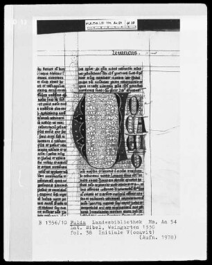 Lateinische Bibel — Initiale V (ocavit), Folio 38recto