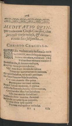 Meditatio Quinque vulnerum Christi Crucifixi ...