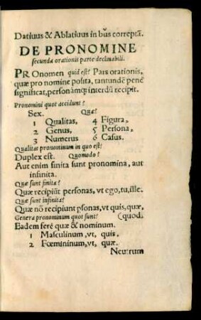 De Pronomine secunda orationis parte declinabili.