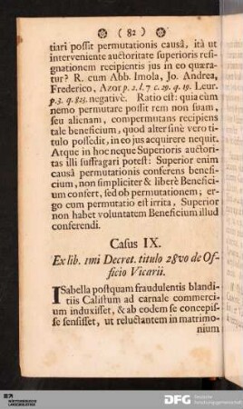 Casus IX. Ex lib. 1mi Decret. titulo 28vo de Officio Vicarii.