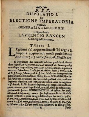 Dissertatio I. de electione imperatoria
