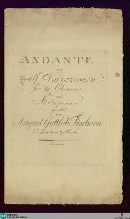 Andante mit zwölf Variazionen für das Clavier und fortepiano