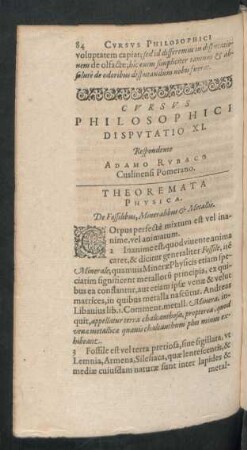 Cursus Philosophici Disputatio XI. Respondente Adamo Rubaco. Cuslinensi Pomerano.