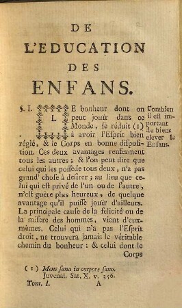 De l'education des enfans