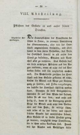VIII. Abtheilung. Pflichten des Gesinde in und außer seinen Diensten
