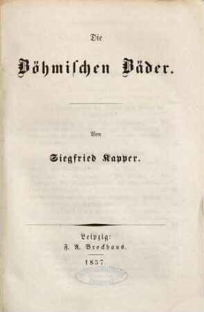 Die böhmischen Bäder