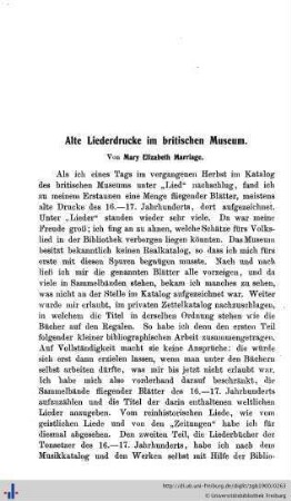Alte Lieddrucke im britischen Museum.