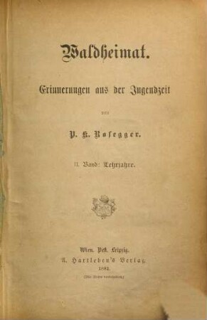 Waldheimat : Erinnerungen aus der Jugendzeit, 2