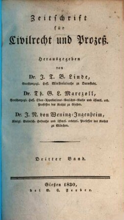 Zeitschrift für Civilrecht und Prozeß. 3, 3. 1830
