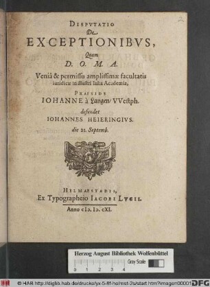Disputatio De Exceptionibus