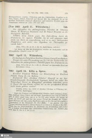 750. [Vor 1662, April 11. Wittenberg]